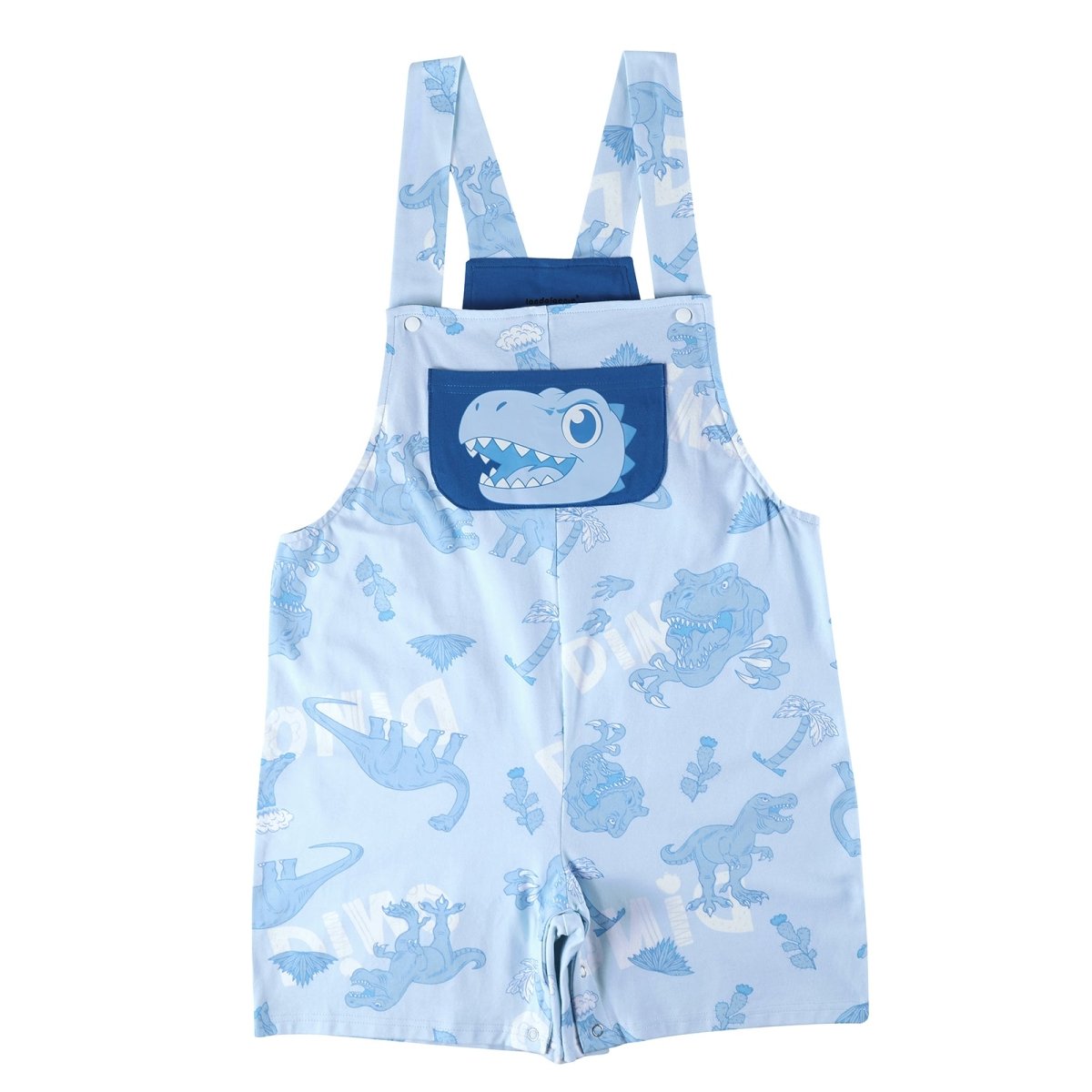 Landofgenie Adult Print Bib Shorts with Pocket - Blue Dinosaur - landofgenie