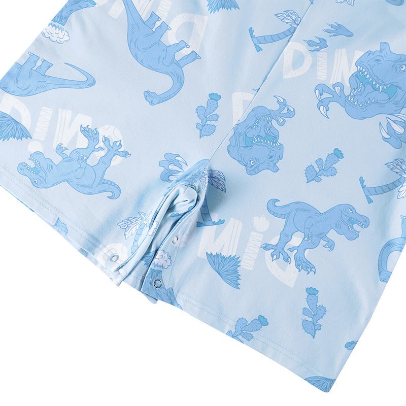 Landofgenie Adult Print Bib Shorts with Pocket - Blue Dinosaur - landofgenie