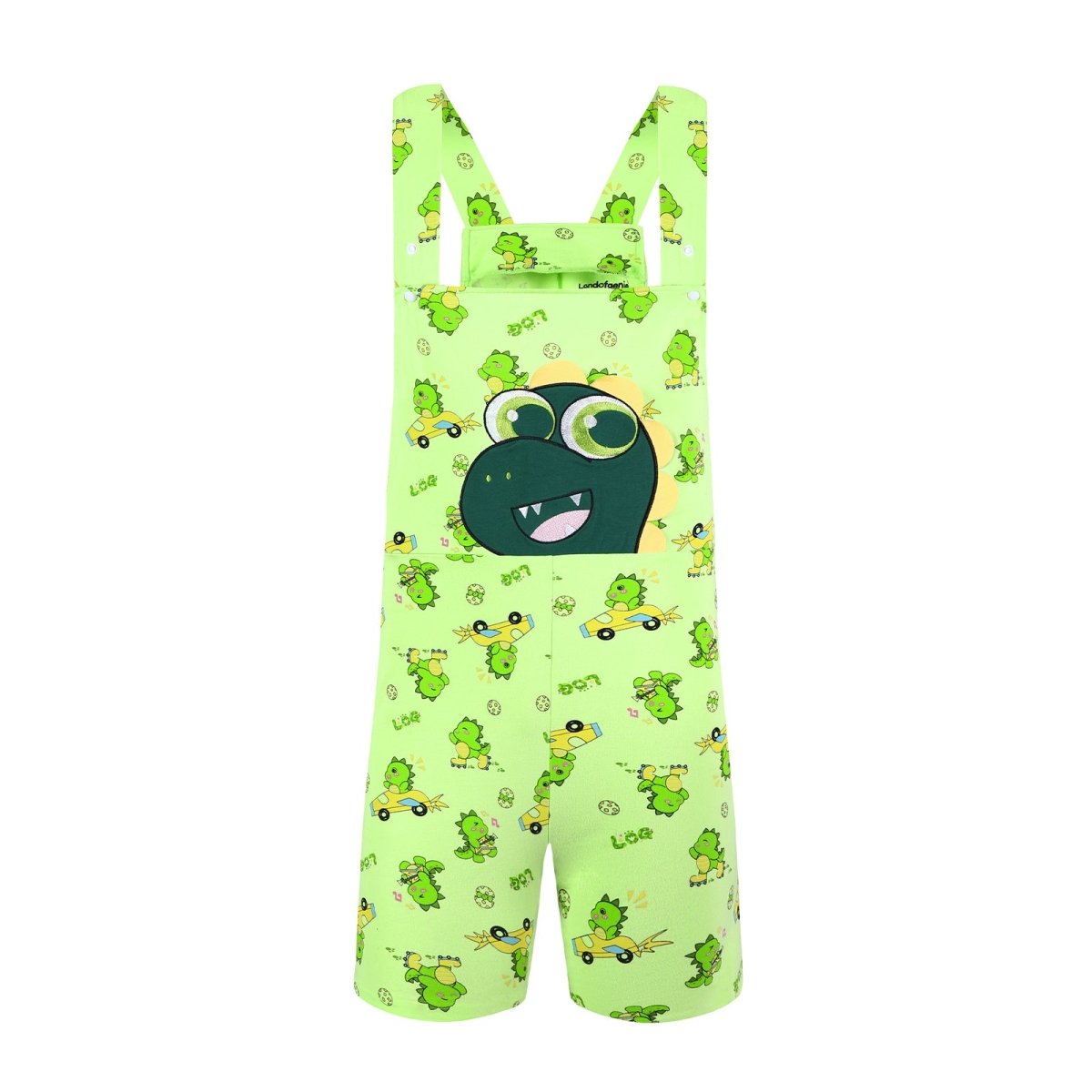 Landofgenie Adult Print Bib Shorts with Pocket - Dinosaur Rudy - landofgenie