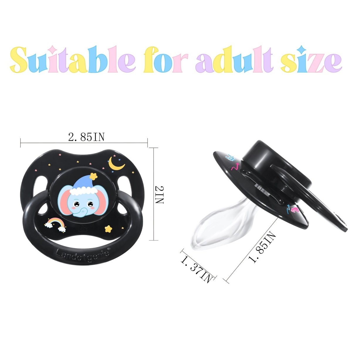 Landofgenie Adult Sized Print Pacifier - Elephant&BRAT Paci - landofgenie