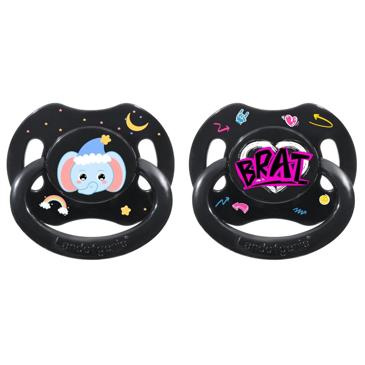 Landofgenie Adult Sized Print Pacifier - Elephant&BRAT Paci - landofgenie