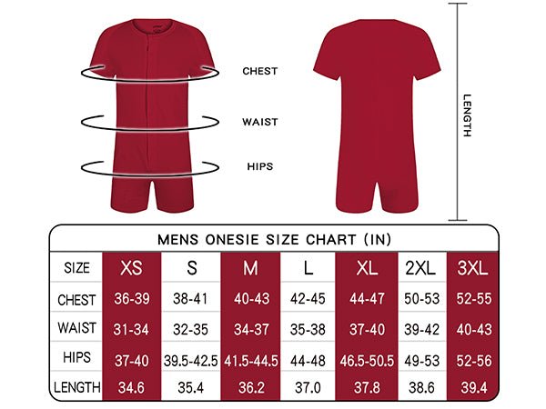 Landofgenie Basic Cotton Men One Piece Pajama - Red - landofgenie