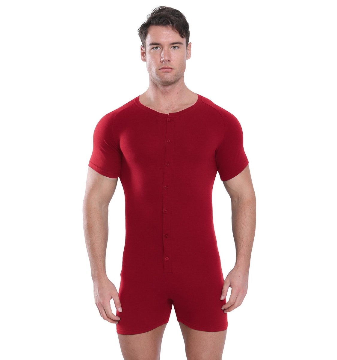 Landofgenie Basic Cotton Men One Piece Pajama - Red - landofgenie