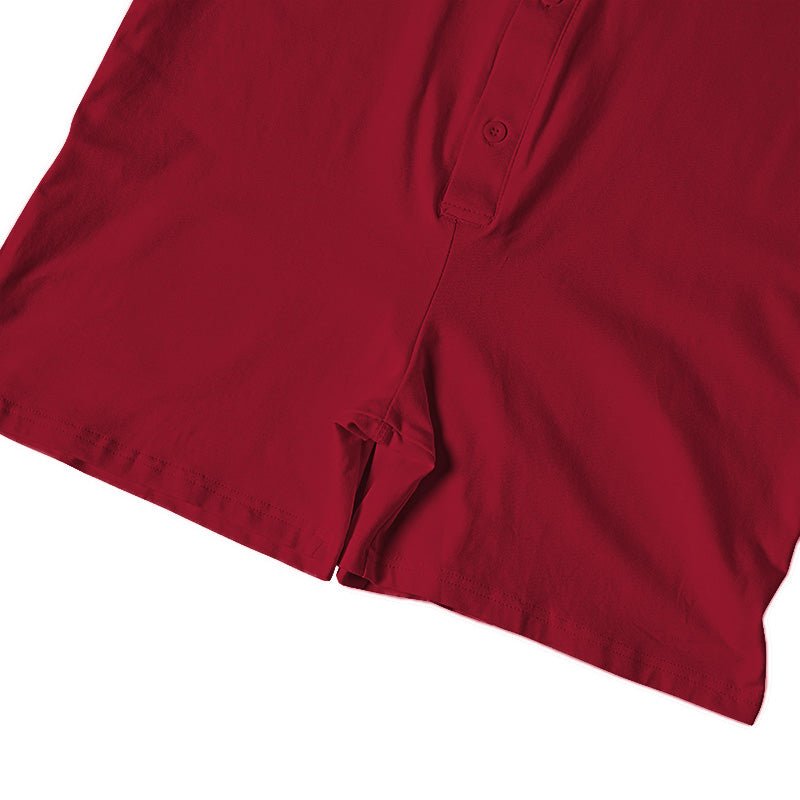 Landofgenie Basic Cotton Men One Piece Pajama - Red - landofgenie