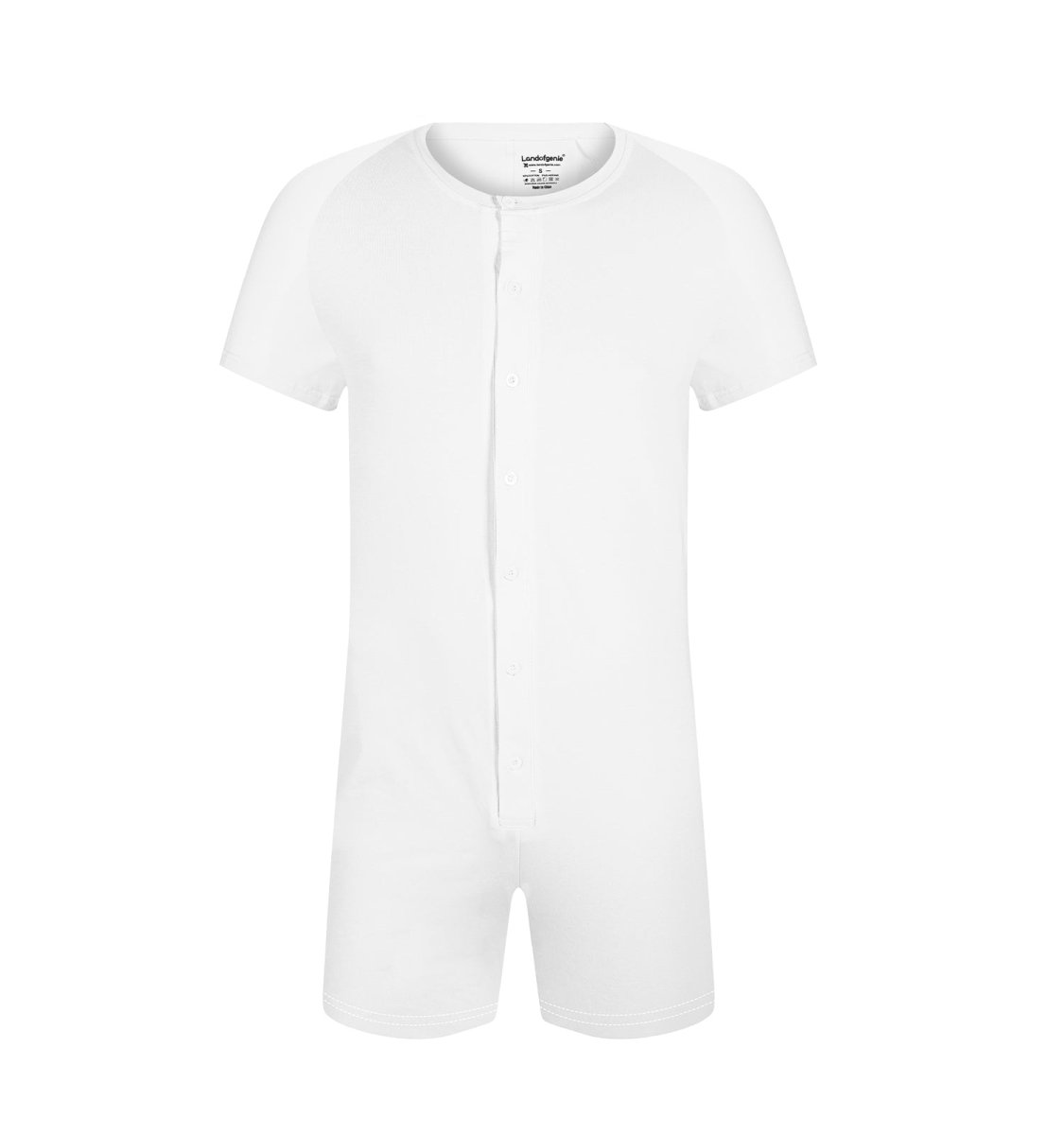 Landofgenie Basic Cotton Men One Piece Pajama - White - landofgenie