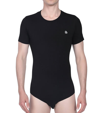 Landofgenie Basic Men Cotton Bodysuit - Black - landofgenie