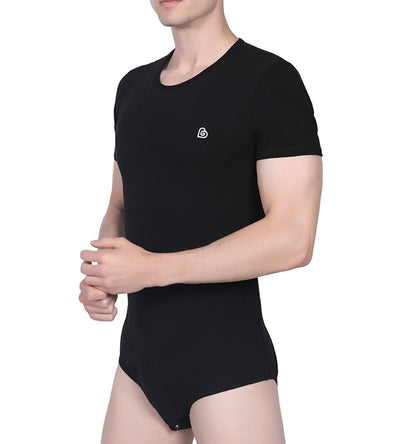 Landofgenie Basic Men Cotton Bodysuit - Black - landofgenie