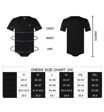 Landofgenie Basic Men Cotton Bodysuit- Black - landofgenie