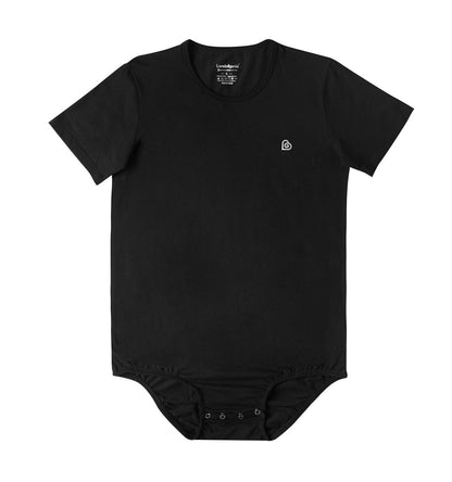 Landofgenie Basic Men Cotton Bodysuit- Black - landofgenie