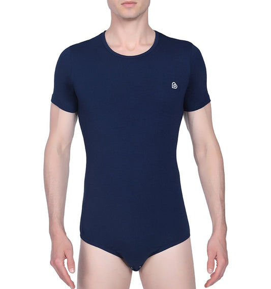 Landofgenie Basic Men Cotton Bodysuit - Navy - landofgenie