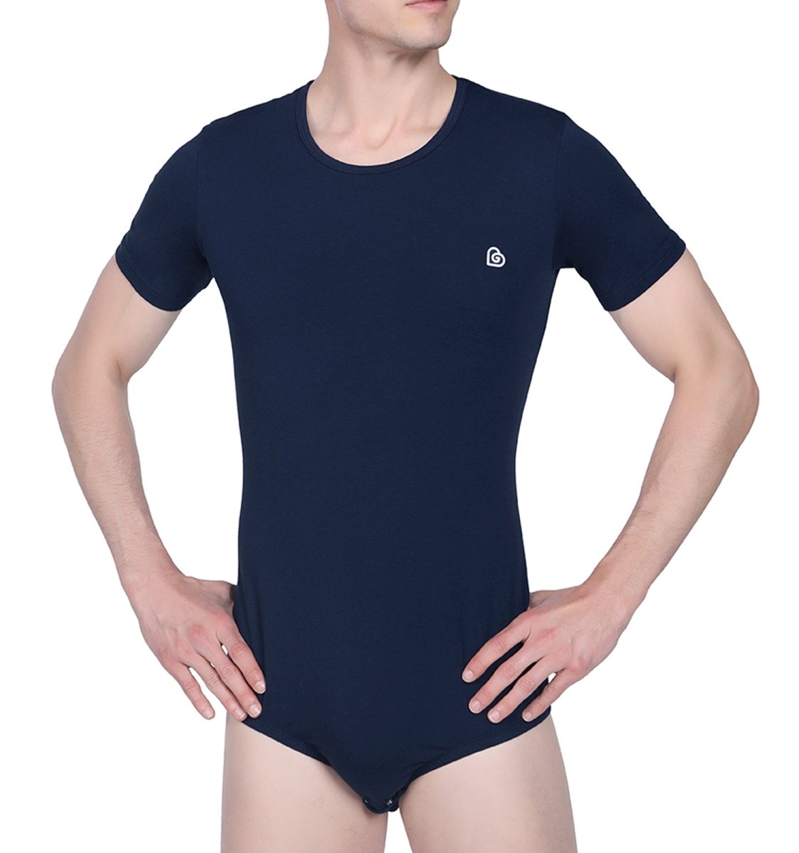 Landofgenie Basic Men Cotton Bodysuit - Navy - landofgenie