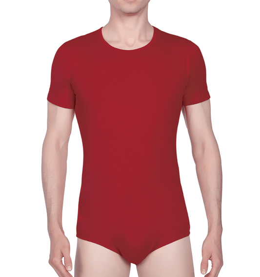 Landofgenie Basic Men Cotton Bodysuit - Red - landofgenie