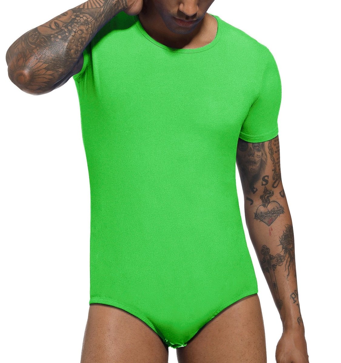 Landofgenie Basic Men Cotton Green Bodysuit - landofgenie
