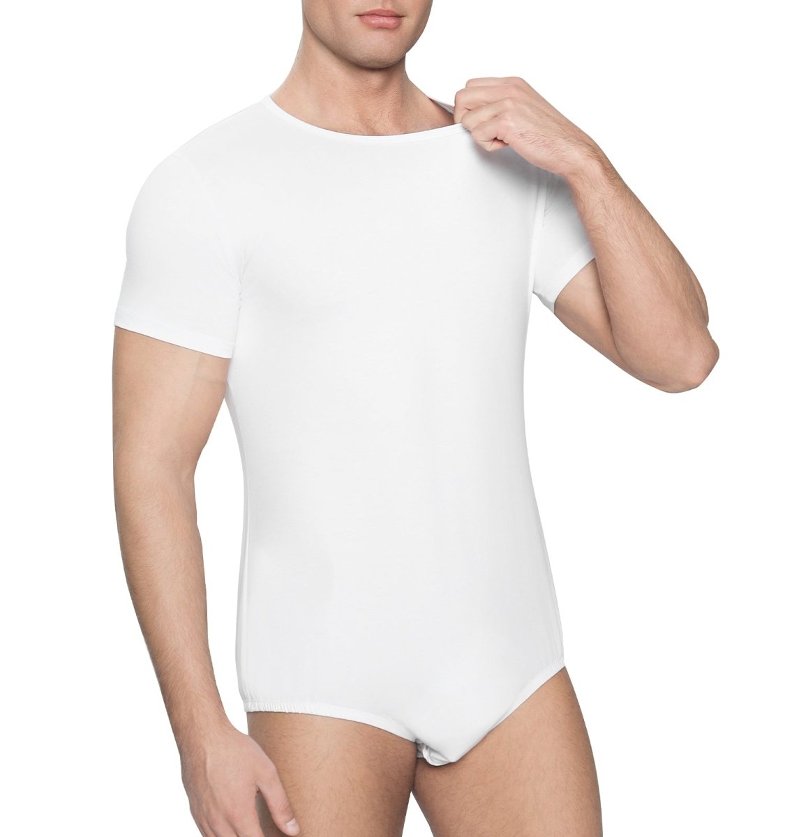 Landofgenie Basic Men Cotton White Bodysuit - landofgenie