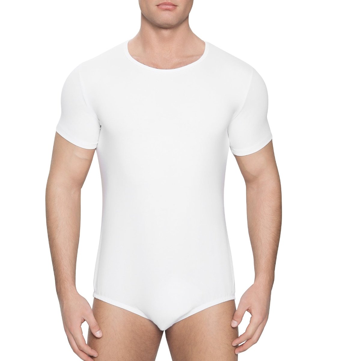 Landofgenie Basic Men Cotton White Bodysuit - landofgenie