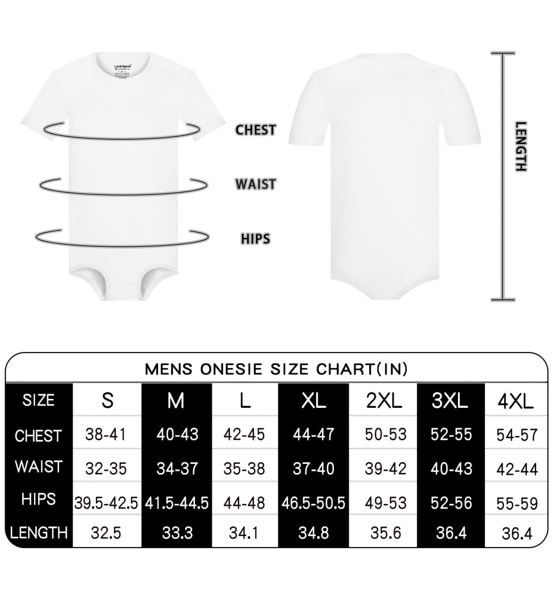 Landofgenie Basic Men Cotton White Bodysuit - landofgenie