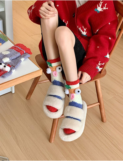 Landofgenie Cute funny Coral Fleece socks - 2 Pairs - landofgenie