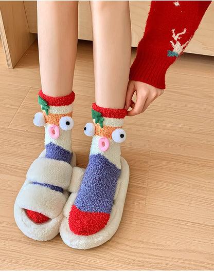 Landofgenie Cute funny Coral Fleece socks - 2 Pairs - landofgenie