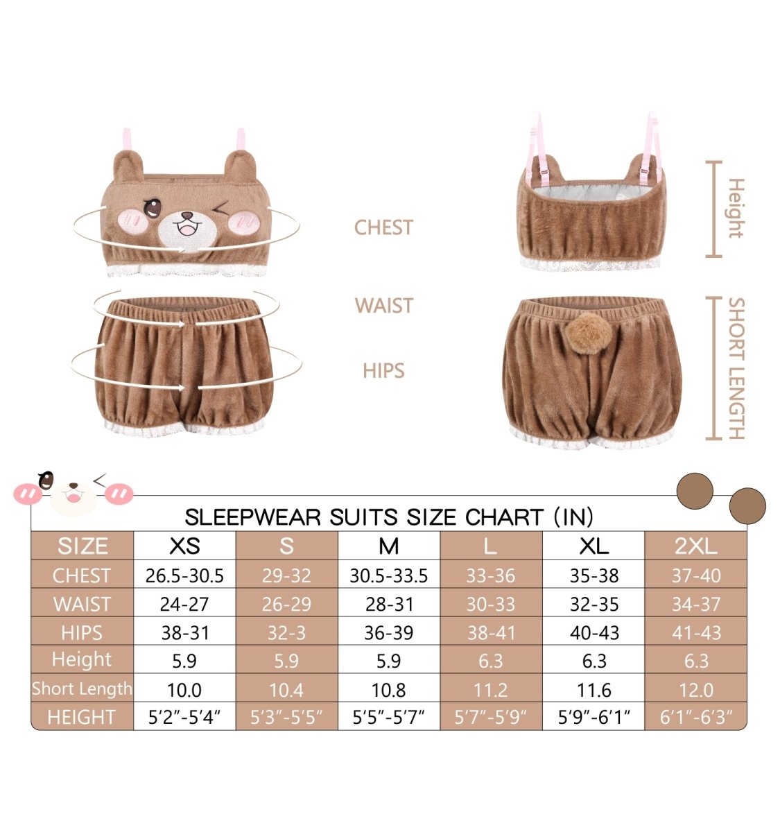 Landofgenie Kawaii Anime Cute Pajamas Set - Cute Bear - landofgenie