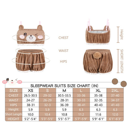 Landofgenie Kawaii Anime Cute Pajamas Set - Cute Bear - landofgenie
