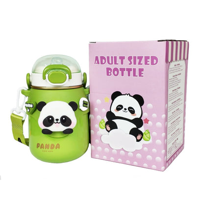 Landofgenie Kawaii Panda Stainless Steel Water Bottle with Straw Leak - Proof Drinking Cups - 24oz - landofgenie