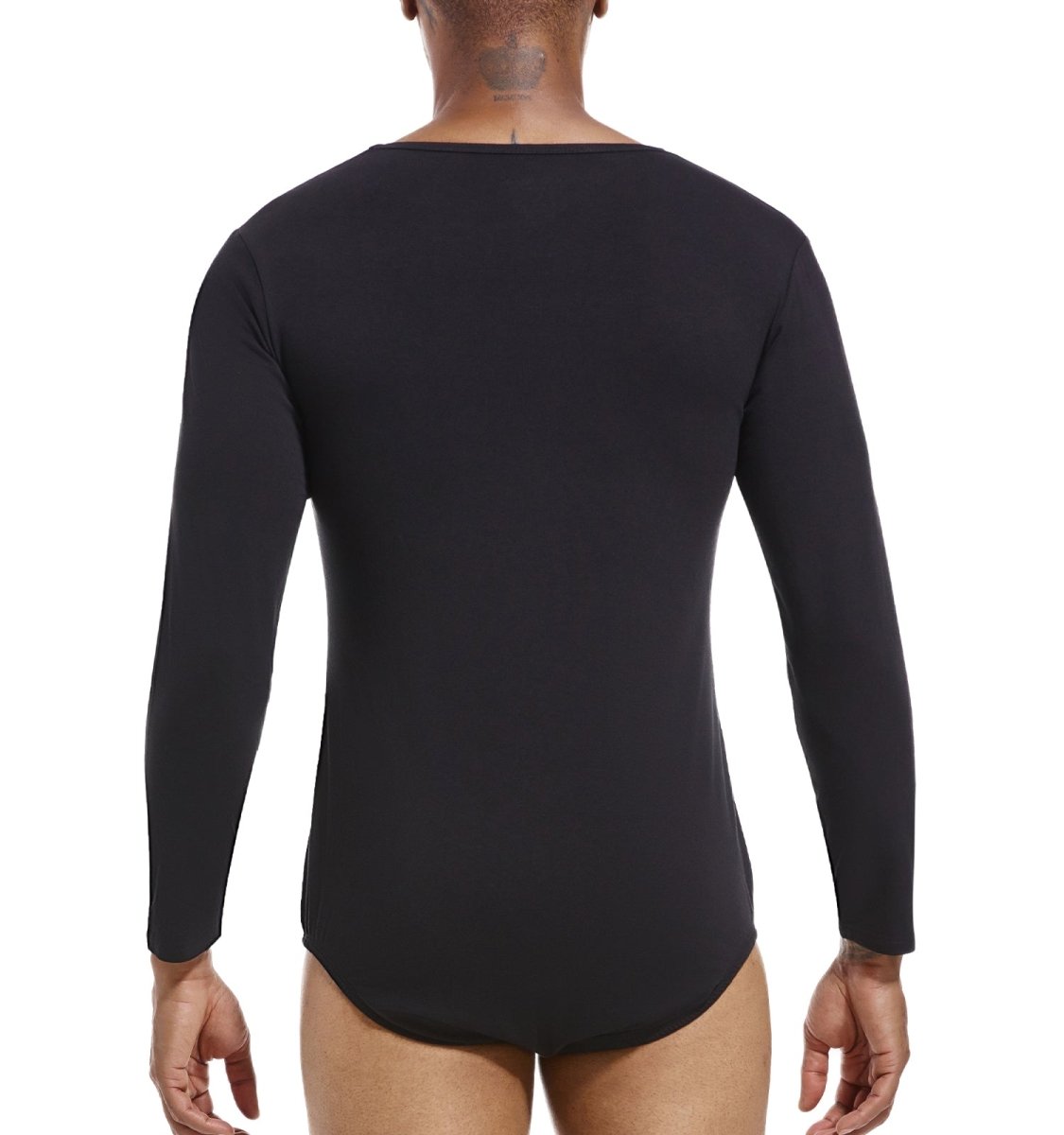 Landofgenie Long Sleeve Men Cotton Black Bodysuit - landofgenie