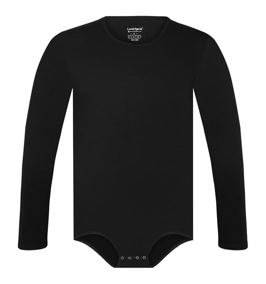 Landofgenie Long Sleeve Men Cotton Black Bodysuit - landofgenie