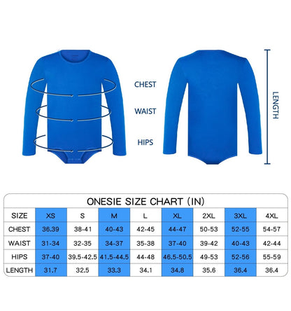 Landofgenie Long Sleeve Men Cotton Blue Bodysuit - landofgenie