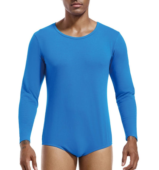 Landofgenie Long Sleeve Men Cotton Blue Bodysuit - landofgenie