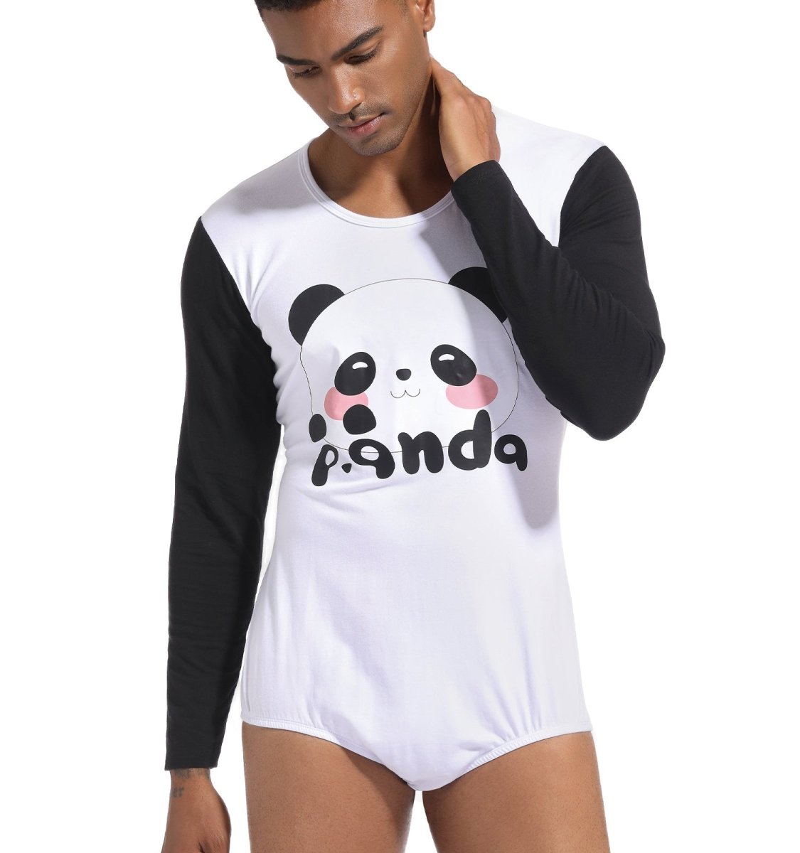 Landofgenie Long Sleeve Men Cotton Bodysuit - Panda - landofgenie