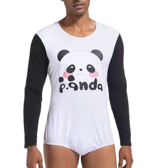 Landofgenie Long Sleeve Men Cotton Bodysuit - Panda - landofgenie