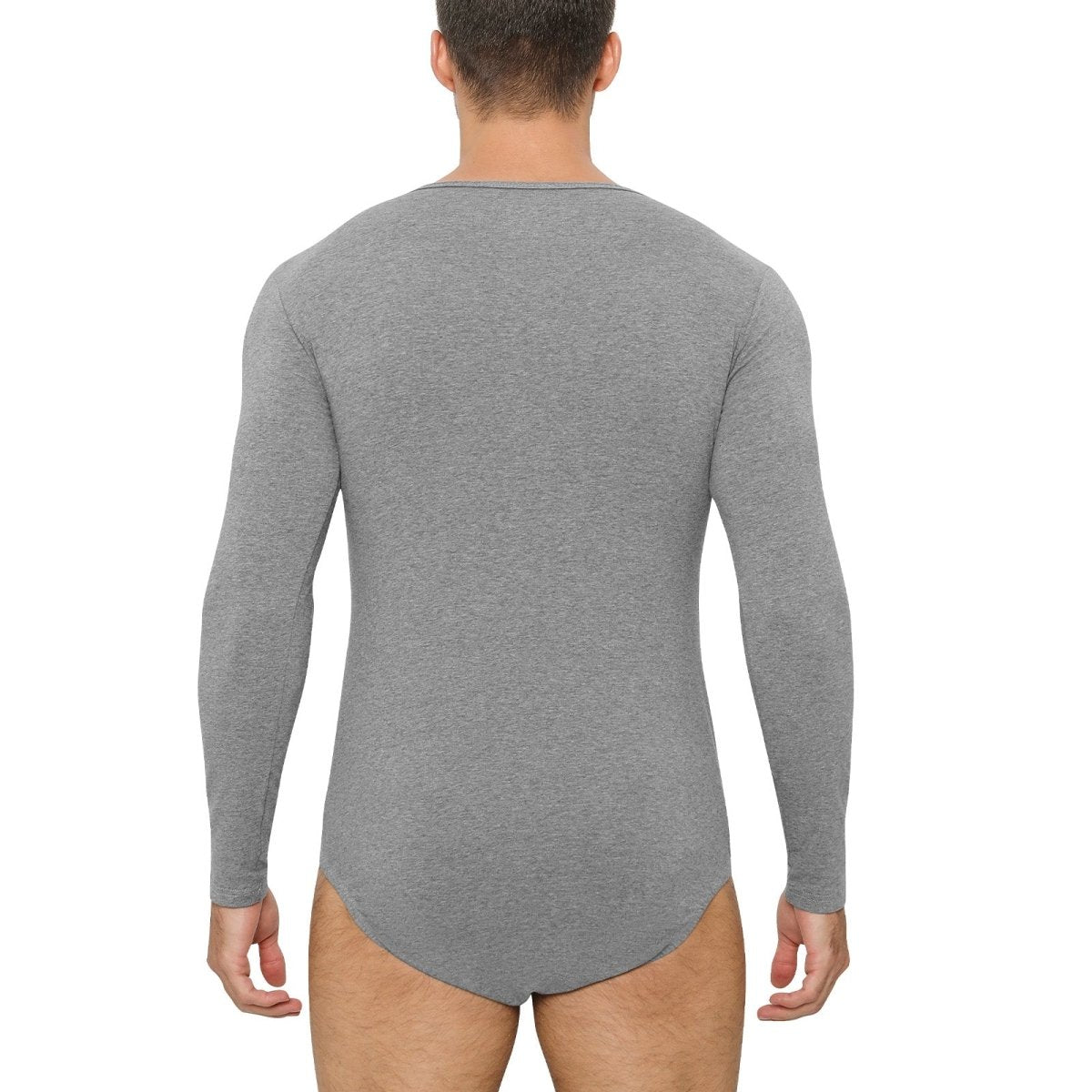 Landofgenie Long Sleeve Men Cotton Gray Bodysuit - landofgenie