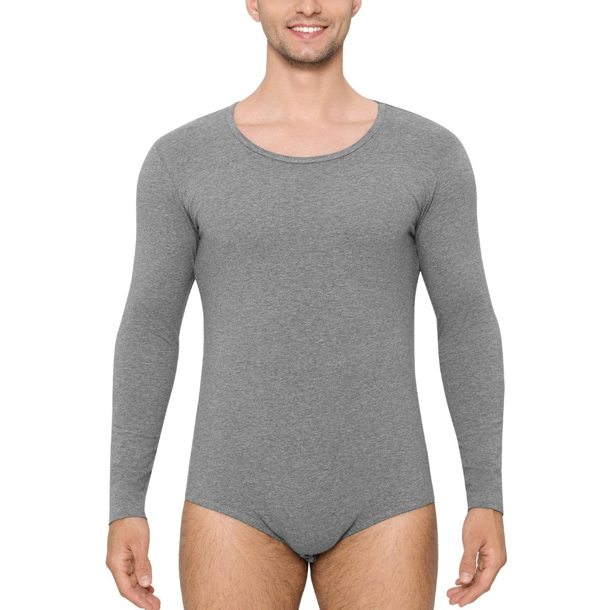 Landofgenie Long Sleeve Men Cotton Gray Bodysuit - landofgenie