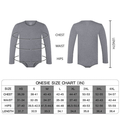 Landofgenie Long Sleeve Men Cotton Gray Bodysuit - landofgenie