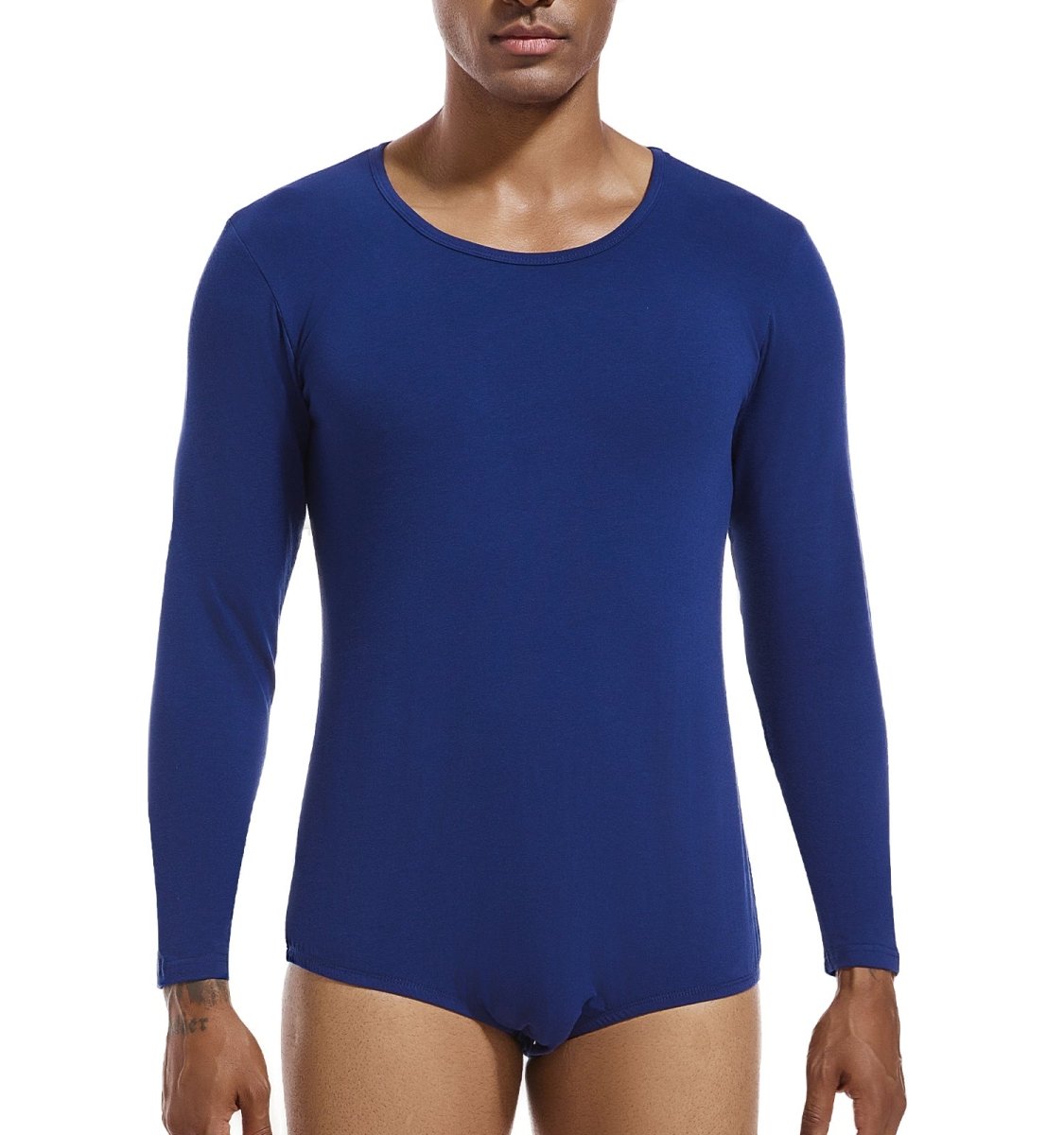 Landofgenie Long Sleeve Men Cotton Navy Bodysuit - landofgenie