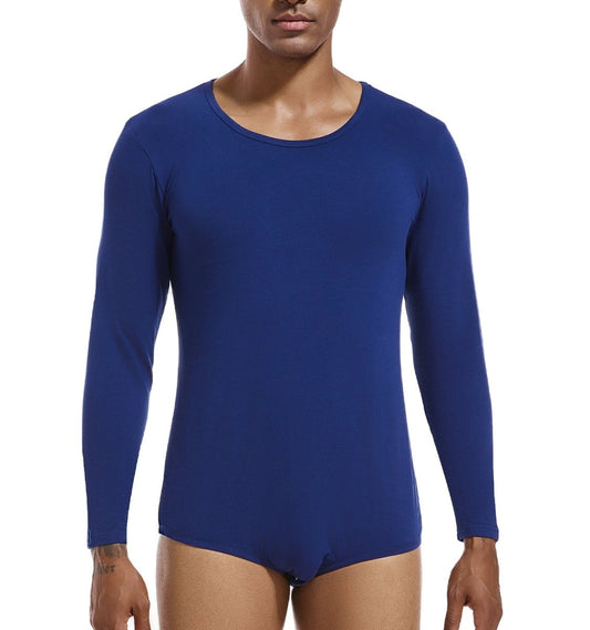 Landofgenie Long Sleeve Men Cotton Navy Bodysuit - landofgenie