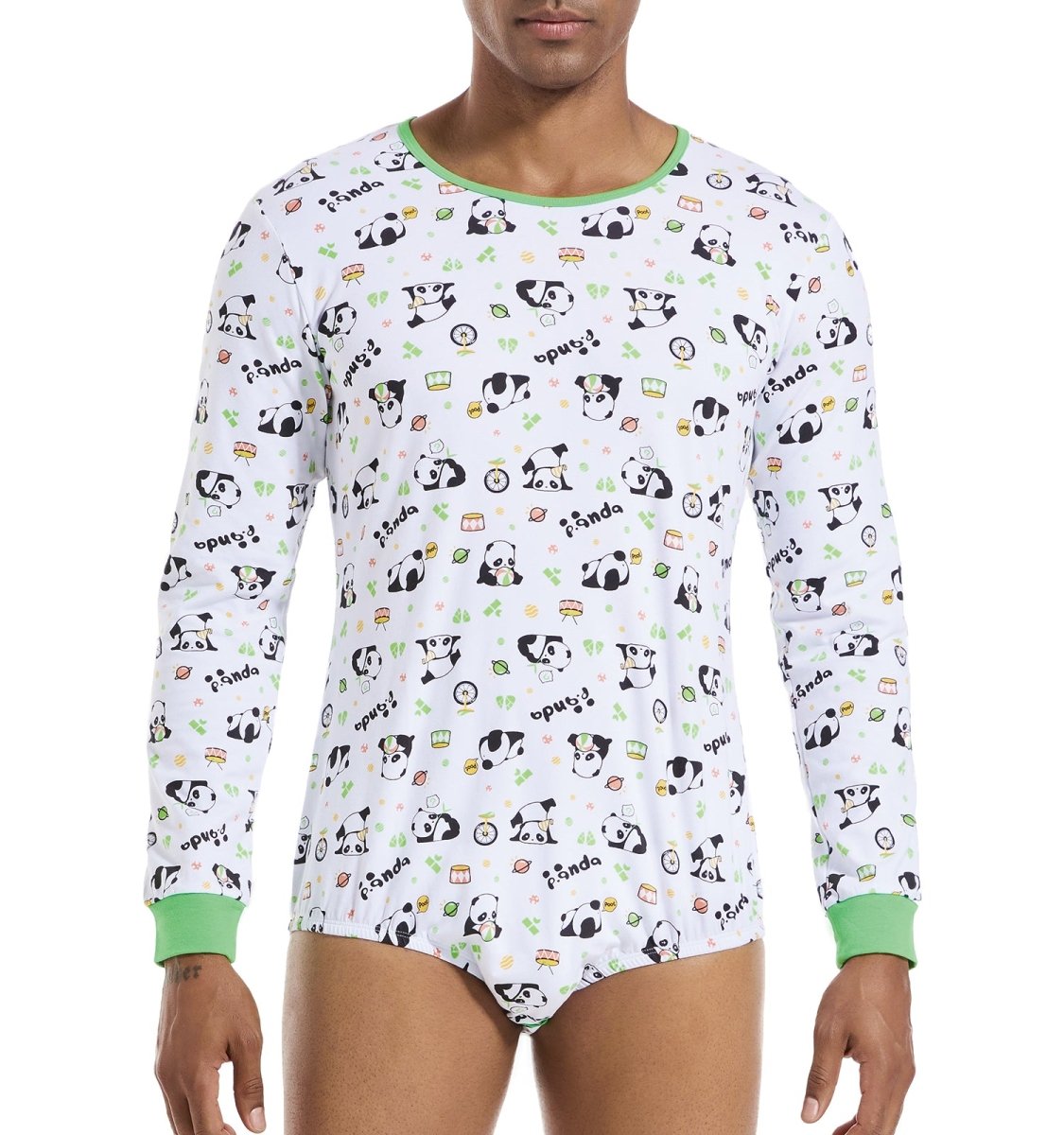 Landofgenie Long Sleeve Men Cotton Onesie- Panda - landofgenie