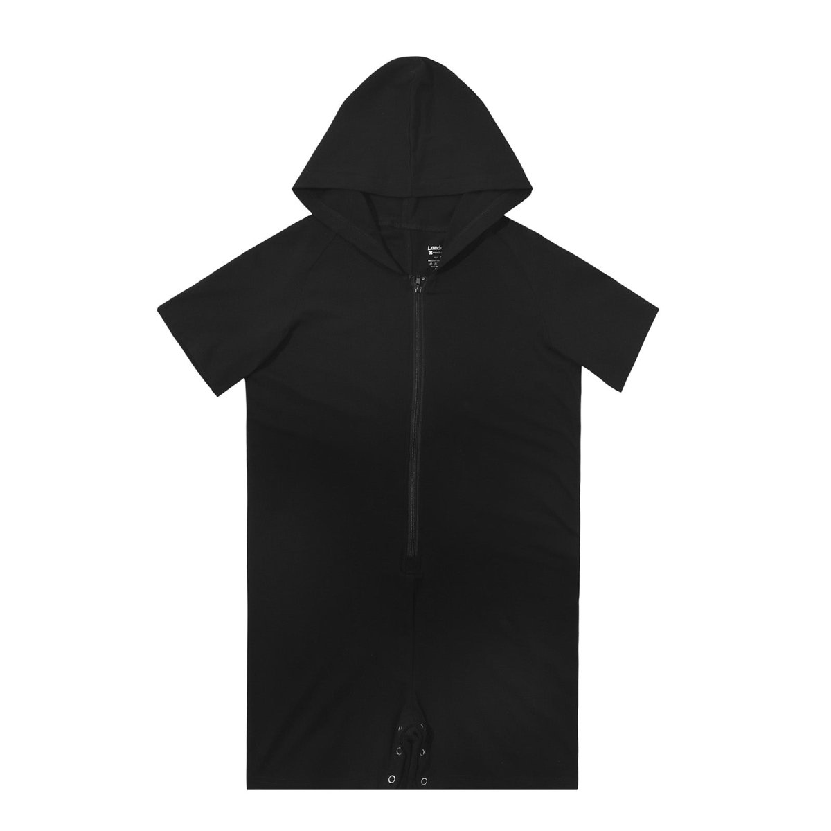 Landofgenie Men Basic Solid Hooded Onesie - Black Color - landofgenie