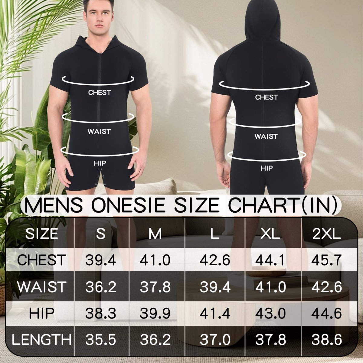 Landofgenie Men Basic Solid Hooded Onesie - Black Color - landofgenie
