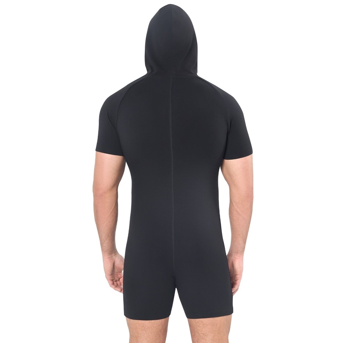 Landofgenie Men Basic Solid Hooded Onesie - Black Color - landofgenie