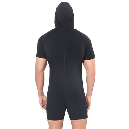 Landofgenie Men Basic Solid Hooded Onesie - Black Color - landofgenie