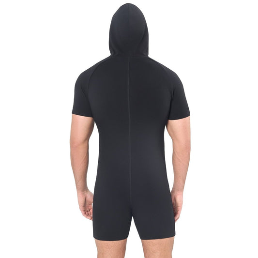 Landofgenie Men Basic Solid Hooded Onesie - Black Color - landofgenie