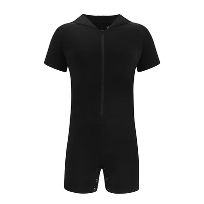 Landofgenie Men Basic Solid Hooded Onesie - Black Color - landofgenie