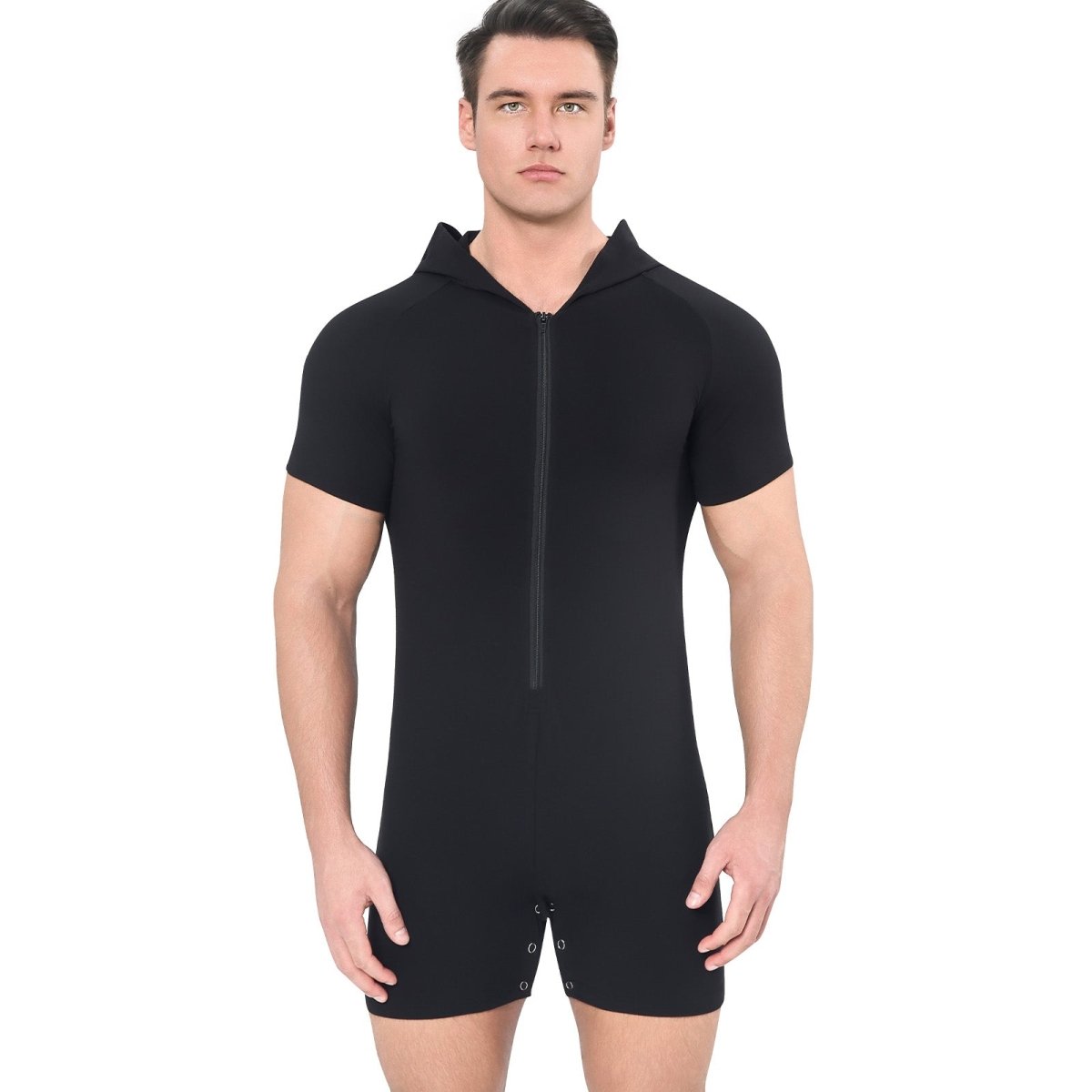 Landofgenie Men Basic Solid Hooded Onesie - Black Color - landofgenie
