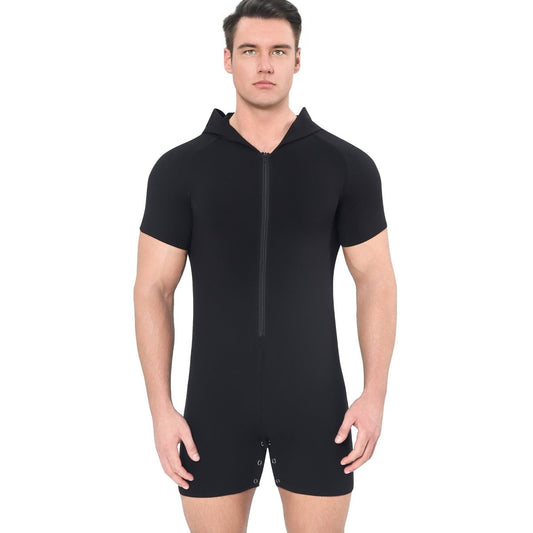 Landofgenie Men Basic Solid Hooded Onesie - Black Color - landofgenie