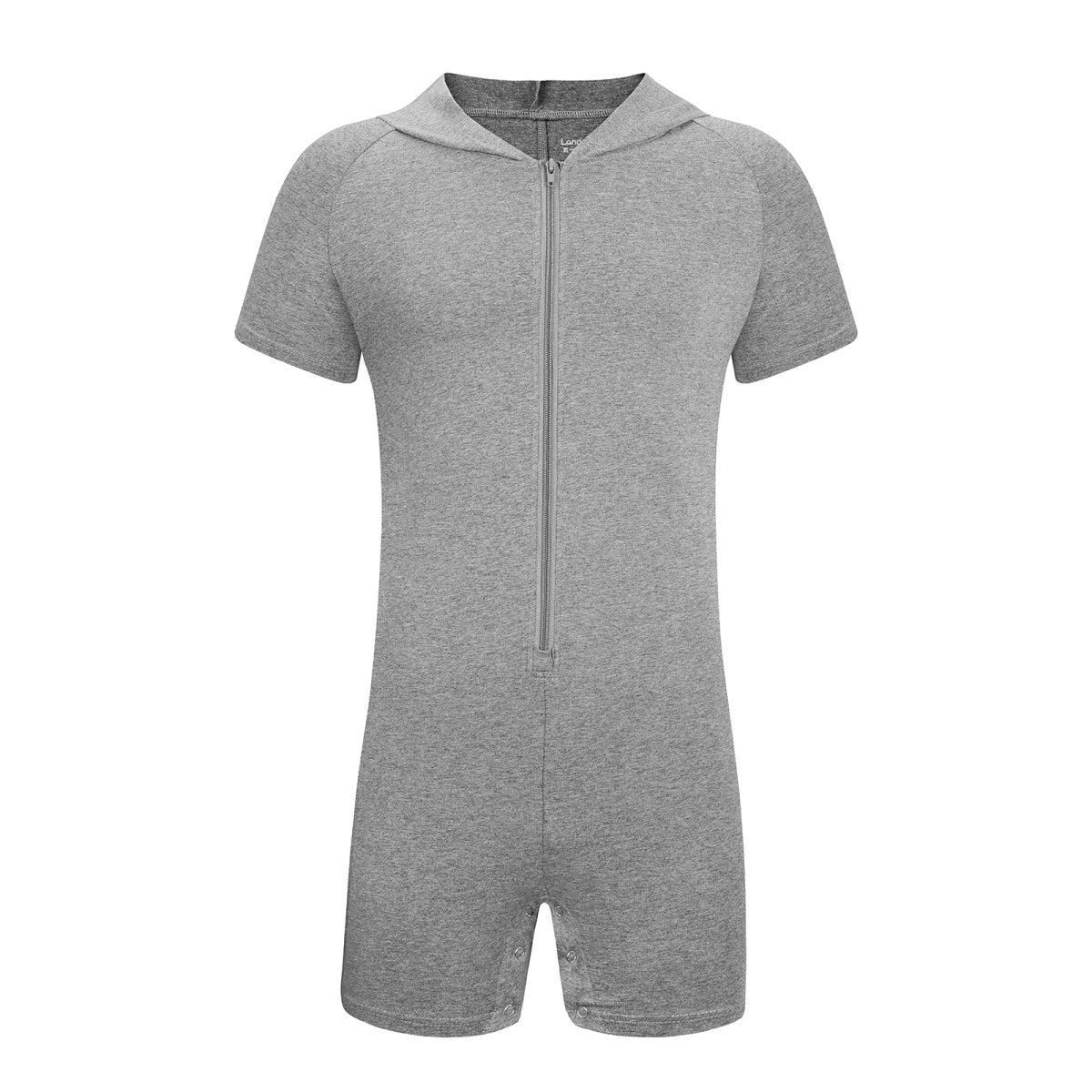 Landofgenie Men Basic Solid Hooded Onesie - Grey Color - landofgenie