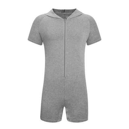 Landofgenie Men Basic Solid Hooded Onesie - Grey Color - landofgenie