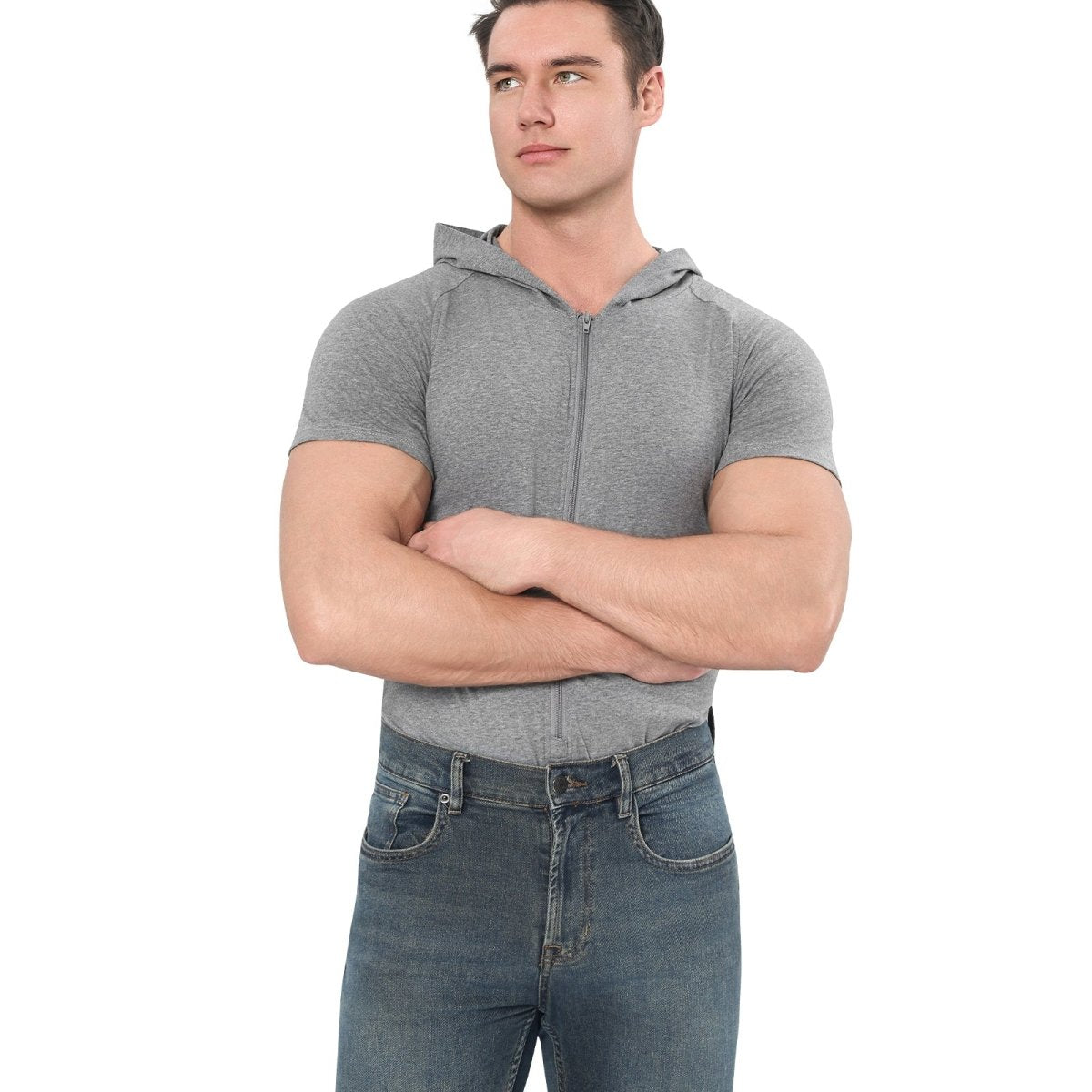 Landofgenie Men Basic Solid Hooded Onesie - Grey Color - landofgenie