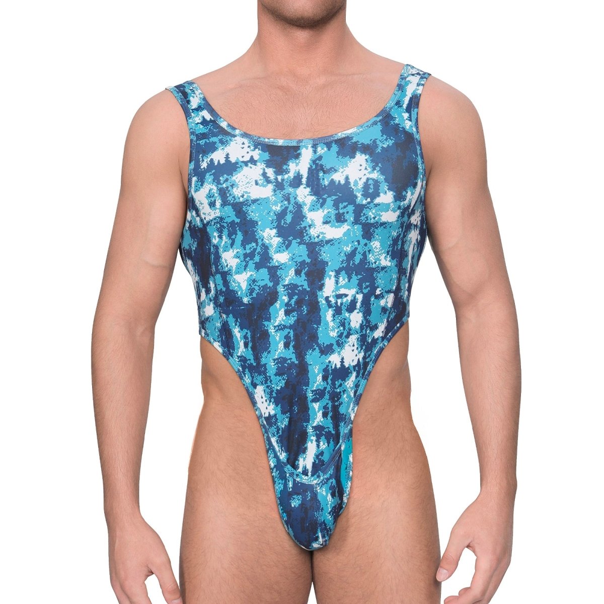Landofgenie Men Camo Sleeveless Jumsuit - Camo Blue - landofgenie