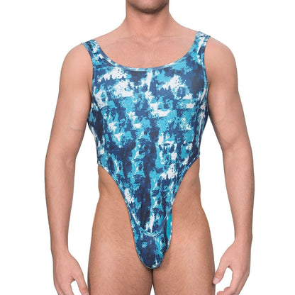 Landofgenie Men Camo Sleeveless Jumsuit - Camo Blue - landofgenie